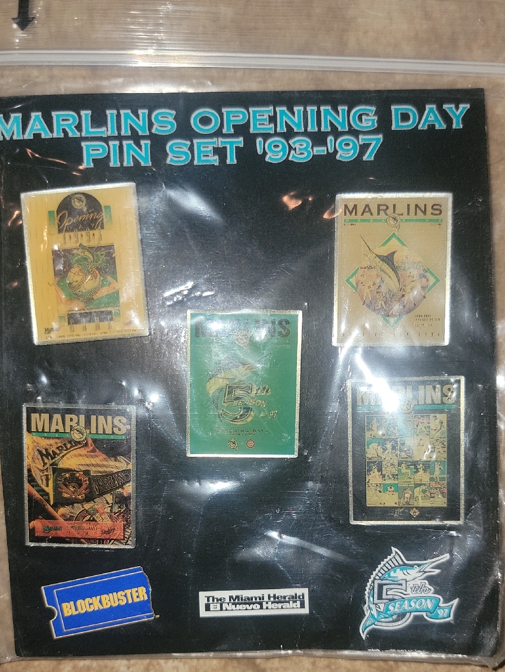 Limited Edution Marlins Opening Day Pin Set '93-'97